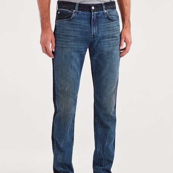 7 For All Mankind Mens Adrien Easy Slim Straight Jeans Size 29 x 33 NWT Two Tone - Picture 1 of 9